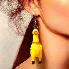 1 Pair Funny & Creative Mini Scream Chicken Dangle Earrings, Suitable For Men And Women Everyday Wear And Festivals