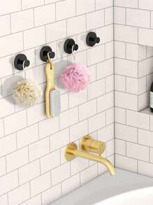 2 stuks bekerhaken voor douche, herbruikbare handdoekhaken voor badkamer, matzwarte douchehaken voor loofah, haken zonder boren, badkamerhaken voor montage op glazen douchedeuren, tegels, spiegels