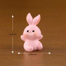1 pièce Ornement de paysage miniature avec la famille de lapins de Pâques, accessoires de décoration de bureau mignons avec lapin