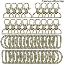 24/50pcs Swivel Clasp Hooks And D-Rings Set, Crafts For Making Keychains, Wallets, Lanyards, Handbags, Backpacks, Dog Collars DIY Accessories - D-shaped Lobster Clasp + D-shaped Ring - View 8