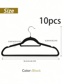 10/20 件豪华黑色植绒防滑衣架，超薄且节省空间 - 重型旋转黑色挂钩，适用于整理衣服、西装、上衣、领带、衬衫、裙子和裤子 - 黑色 - 查看 6
