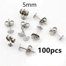 50-100pcs Stainless Steel Gold Color Earring Studs Blank Post Base Pins With Earring Stoppers Back DIY Earrings Jewelry Findings