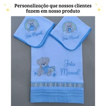 Kit com 5 Fraldas De Boca Babete Tecido Duplo Quadriculado 33cm x 33cm Com Bico em Picueta Crochê - Para personalização, bordadeiras, pintar, bordar, dar de presente, customizar - Paninho de Boca Enxoval