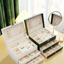 High-End Jewelry Storage Box - Large Capacity Organizer For Necklaces, Earrings, Bracelets, And Rings, Perfect Gift For Mother's Day, Father's Day, Or Teacher's Day, Exquisite Gold Jewelry Box - 粉色 - 查看 2