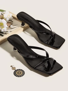 Sandalias de mujer tipo flip flop cómodas y versátiles de unicolor (Patrón de textura de piedra, corte al azar)