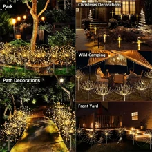 1pc/2pcs 90/120/150/180/200 LED Beads Solar Powered Fairy Lights, Waterproof IP65 For Garden, Patio, Outdoor Party, Wedding Decor - Warm White - View 7
