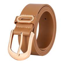1pc Plus Size Women PU Leather Belt Decor Swing Dress, Sweet Design For Daily Wear Summer, School