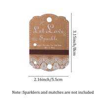 80pcs Rustic White Lace Wedding Sparkler Tags With Match Holder And Striker Send Off Exit Tags Only Tags Without Accessories For Wedding Kraft Paper Wedding Party Favours