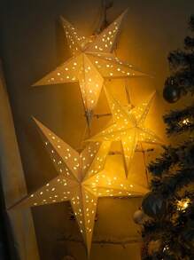 Folding Hanging LED Star Light, Star Moon Paper Light, Suitable For Room Decoration, Parties, Christmas Garden Lights Garden Decor Wedding Decor Gifts Birthday Graduation - Warm Light - View 2