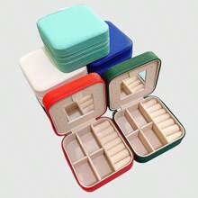 xianggenina Portable Travel Jewelry Box With Mirror, Earrings, Necklace, Ring Storage Anti-Oxidation Jewelry Box