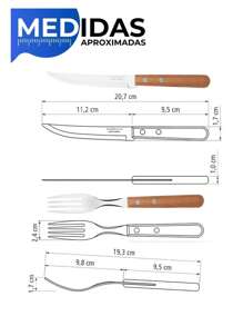 Jogo De Talheres 12 Peças Churrasco com Lâminas em Aço Inox e Cabos de Madeira Natural  - Tramontina - Madeira Natural Cod.22399/030 - Visão 7
