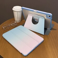1pc, Pen Slot + 720° Rotation Apple Tablet Case Pro 2024 13 Inch/5th /6th/7th /Pro 11 Inch 1st 2nd /Air6 2024 4th 5th Gen/8th /9th Gen/10th Office Supplies, LOGO Hole Drop-Proof And Shockproof, PU Leather, Automatic Wake-Up/Sleep, Simple Gradient Color Pattern, Acrylic Hard Back Panel, Silicone Soft Edge Design, With Support Slot IPad Case Gift