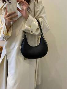 Women Solid Color Minimalist Hobo Bag New Solid Color Leisure Texture Fashion Shoulder Bag Underarm Bag Crescent Bag