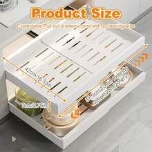 1 opakowanie rozszerzalnej, wysuwanej szuflady kuchennej z klejem, wysuwany organizer do szafki, wysuwana szuflada teleskopowa do szafki kuchennej, do organizacji spiżarni, regulowana szerokość 32-53 cm