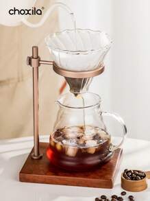 choxila 1 pieza Soporte para café hecho a mano, olla para café hecho a mano al aire libre, soporte para filtro de café, base de madera maciza vintage, soporte para café hecho a mano, de vuelta a la escuela