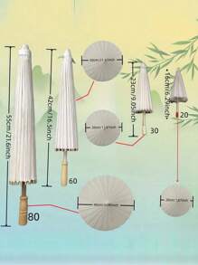 1 pezzo Ombrello rotondo di stile cinese tradizionale in carta, ombrello di carta bianca da dipingere a mano, ombrello di carta oleata, per giochi di festa, attività festive, forniture per feste, accessorio per pittura fai-da-te, decorazione per matrimoni, fotografia, danza e feste, accessorio per cucito, set di cucito, matrimoni, cucito, artigianato, misurazione