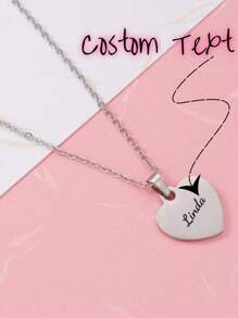 定制情侣最佳朋友个性化时尚项链镜面不锈钢心形激光吊坠 - 彩色 - 查看 7