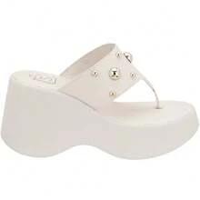 Women's Platform Flip Flops Comfortable High Heel With Metallic Embellishments Soft Sole Comfort - 離開 - 查看 3