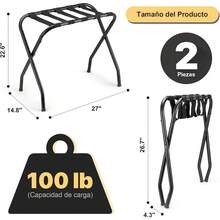 TECHVIDA Soporte Plegable para Maleta, Paquete de 2 Portaequipajes Plegable para Maletas, Fácil Montaje Porta Maletas para Hotel, para Hotel, Dormitorio, Habitación de Invitados, Armario - 1 - Ver 5