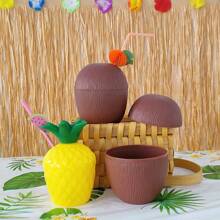 LINGXUE 1 Stück 500ml Hawaii Tropisch Ananas Kokos Becher, 12,5cm Mini Kunststoff Ananas Kokos Becher, fruchtförmiger Saftbecher, Hawaii Sommer Strand Pool Party Dekoration