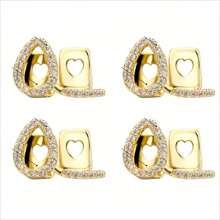 THATBOY 2pcs Fashion Light Luxury Shiny Grillz Copper Zirconia Grillz Cool Personalized Gift Hip Hop Rapper Male And Female - Multicolor - View 8