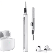 Kit di pulizia compatibile con Airpods Pro Pro2 1 2 3 4 Penna di pulizia multifunzione con spazzola morbida Spugna floccata per auricolari Bluetooth Strumenti di pulizia della custodia Bianco