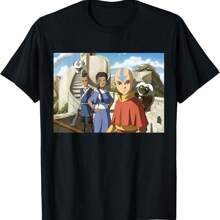The Last Airbender Aang And Friends Uni Adult Black Cartoon T-Shirt - Black - View 1