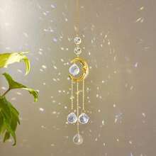 1pc Random Colored Crystal Star & Moon & Sun Shaped Car Hanging Ornament & Home Decor