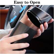Car Trash Can With Lid - Car Trash Bin Cup Holder - Black Mini Leak-Proof Vehicle Garbage Bin Trash Can With 15pcs Garbage Bags - Front & Back Seat Car Accessories Organizer And Storage