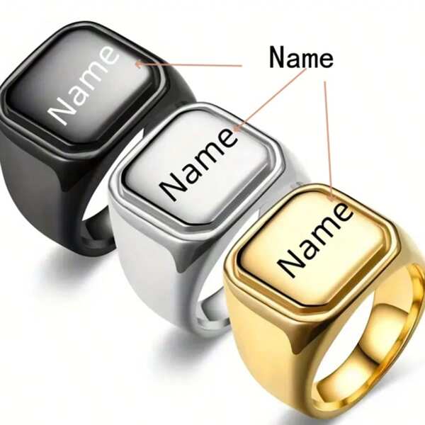 1 pieza Anillo grabado para hombre personalizado e innovador - Banda de acero inoxidable personalizada, sin revestimiento, diseño único - Regalo ideal para el Día del Padre, cumpleaños, ocasiones familiares