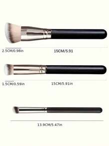 3pcs Professional Makeup Foundation Brush Concealer Under The Eye Mini Oblique Flat Top Kabuki Nose Contour Brush For Concealer Blend Set Polishing Powder Liquid Cream, Round Head Concealer Brush Soft Coarse Hair Full Coverage Concealer Blend Set Polishing Powder Cream Cosmetics Professional Small Makeup Foundation Brush