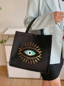 Set de bolso tipo tote con estampado de ojo maligno: Bolso tote para mujer con un neceser a juego, bolso grande de gran capacidad y sencillo, bolso de mano casual y portátil, bolso de compras multifuncional, neceser de viaje, apto para bodas, trabajo, desplazamientos, cumpleaños, vacaciones, playa, vuelta al colegio, uso diario, es un regalo ideal para mujeres, madres, profesores, amigos, damas de honor, estudiantes, regalo del Día del Maestro, regalo del Día de la Madre, el regalo perfecto para familiares y amigos