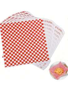 30/50/100 lembar Kertas Pembungkus Kotak-kotak, Kertas Pembungkus Roti Anti Minyak, Kertas Pembungkus Kue, Kertas Lilin Kering Kotak-kotak, Kertas Hamburger Kotak-kotak, Kertas Pembungkus Lilin - MultiWarna - View 1