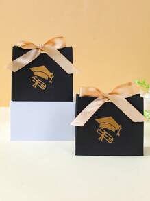 10 件毕业派对感谢礼品包装盒（带金色丝带）、金色毕业帽图案礼品盒、珠宝礼品盒、毕业礼品袋、毕业季节日 DIY 礼品包装用品、2025 年快乐毕业装饰、家居餐桌装饰、黑色毕业礼品包装盒、派对礼品