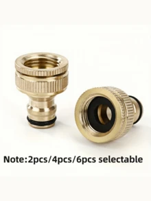 2pcs/4pcs/6pcs Brass Faucet Tap Connector 1/2'' 3/4'' Thread Quick Adapter Washin Machine Gun Fast Connect Fitting Hose 2 In 1 Tap Water Pipe Connect Tap Adapter Spray Nozzle Tool Set - Multicolor - View 4