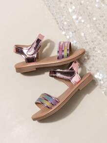 Sandalias de playa versátiles de moda de color oro rosa para niñas