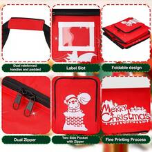 Christmas Ornament Storage Box, Holiday Décor Storage With Dividers For 128 Holiday Ornaments 3", Holiday Storage Bins With Zipper Closure Lid, Dual Side Handles And Pockets, Red 1 Pack