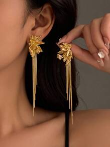 1 对女士奢华时尚金流苏耳环，18k 镀金铜材质，优雅且适合穿着、度假、约会等。 - 金色 - 查看 9