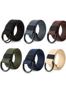 1pc Black Double-Loop Unisex Woven Belt, Outdoor Sports Waist Belt, Waist Trainer Belt, Workwear Belt, Adjustable Size - 1pc - View 1