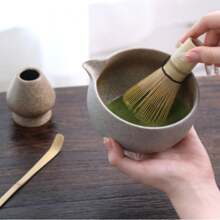 1件/2件/4件日式抹茶碗茶具、茶筅、天然竹抹茶刷、宋代茶道、禅意氛围、户外茶具