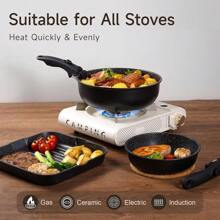 Set De Casseroles Et Poêles Avec Poignées Amovibles 25/26-Pièces,Poêle 20/26Cm,Casserole 18/20Cm,Poêle À Frire 26Cm,Poêle À Griller 26Cm,Revêtement Antiadhésifn,Compatible Toutes Les Cuisines