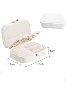 1pc Fashion Creative Unisex Couple Jewelry Box, 3-Layer PU Leather Storage Case For Engagement Gift, Jewelry Organizer Box For Pearls & Small Items, Suitable For Outdoor Travel, Home, Office, School