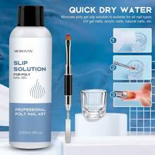 Morovan Slip Solution Poly Gel Big 8Oz 240ML Extension Nail Gel Slip Solution With Brush Anti-Stick Gel Liquid Solution Bottle Cap As A Cup Poly Gel Solution Liquid Easy DIY Gel Solution At Home - Xanh đậm - Xem 3