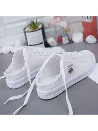 scarpi sportivi sportive bianche piatte slip-on in tela casual da donna per la primavera