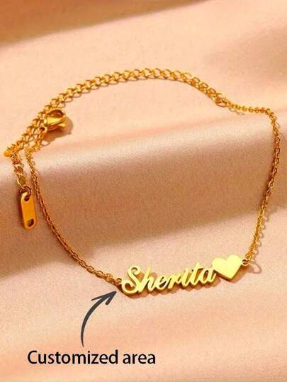 1PC Personalized Stainless Steel Nameplate Anklet For Women, Custom Name Pendant Anklet, Gift For Her Gold Stylish,Fall Fashion,Casual,Cuties,Contracted,Simple,Old Money Custom,Personalized,Unique Ideal Gifts For Her Girlfriend,Mom,Family,Friends,Daughter,Grandparents For Anniversaries,For Valentine's Day,For Mother's Day,For Birthdays,For Graduation,For Weddings,For Daily Wear Valentines