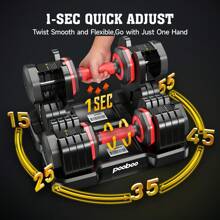 Pooboo 55LB Adjustable Dumbbells 15lb To 55lb Adjustable Dumbbells For Home Gym Exercise Equipment - Single - View 9