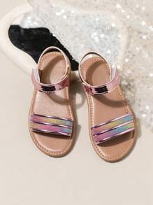 Sandalias de playa versátiles de moda de color oro rosa para niñas