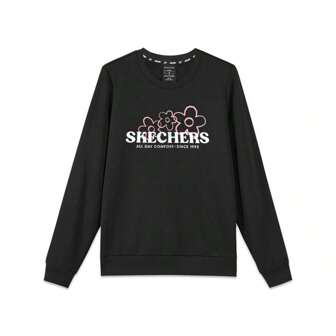 Skechers Nuevo suéter abrigado de cuello redondo con forro térmico, sudadera deportiva con estampado de moda FHL422W106, para mujeres