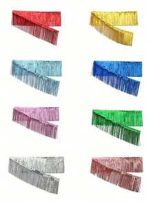 10ft Metallic Tassel Garland - Versatile Hanging Decor For Weddings, Birthdays, Halloween, Easter, Christmas & Valentine's Day - Aluminum Foil Fringe Banner In Royal Blue, Lake Blue, Rose Golden, Pink, Purple, Red, Green, Silvery Grey, Black - Perfect For Room Decoration