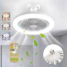 Ceiling Fan With Light And Remote Control, E27 Base, 3 Speed Wind Adjustment, 3000-6500k Dimmable LED Light For Bedroom, Kitchen - 三色 - 查看 2